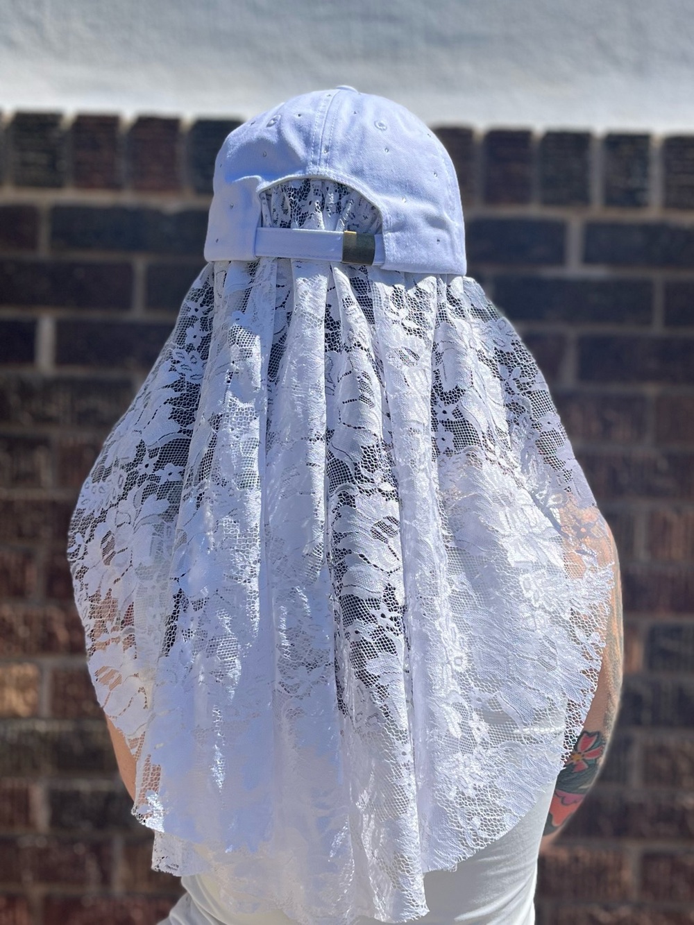 White Pearl-Embellished 'Bride' Baseball Cap